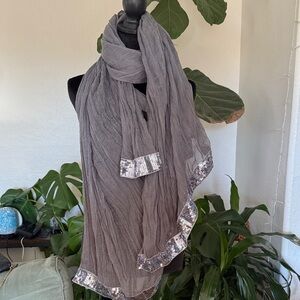 Elegant Gray Scarf with Silver Accents